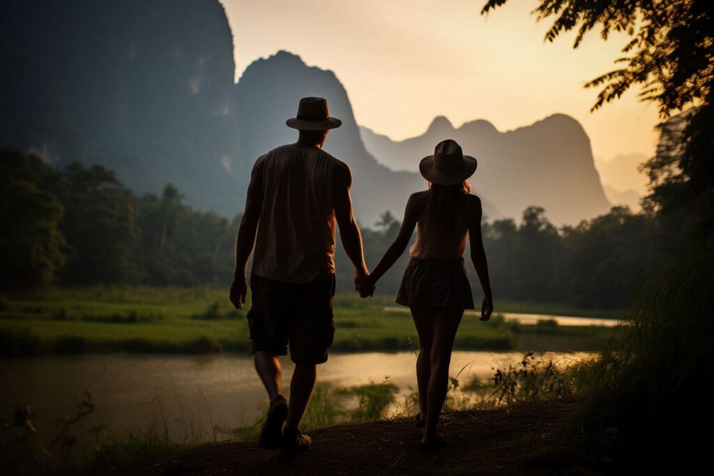 Couple exploring Khao Sok National Park