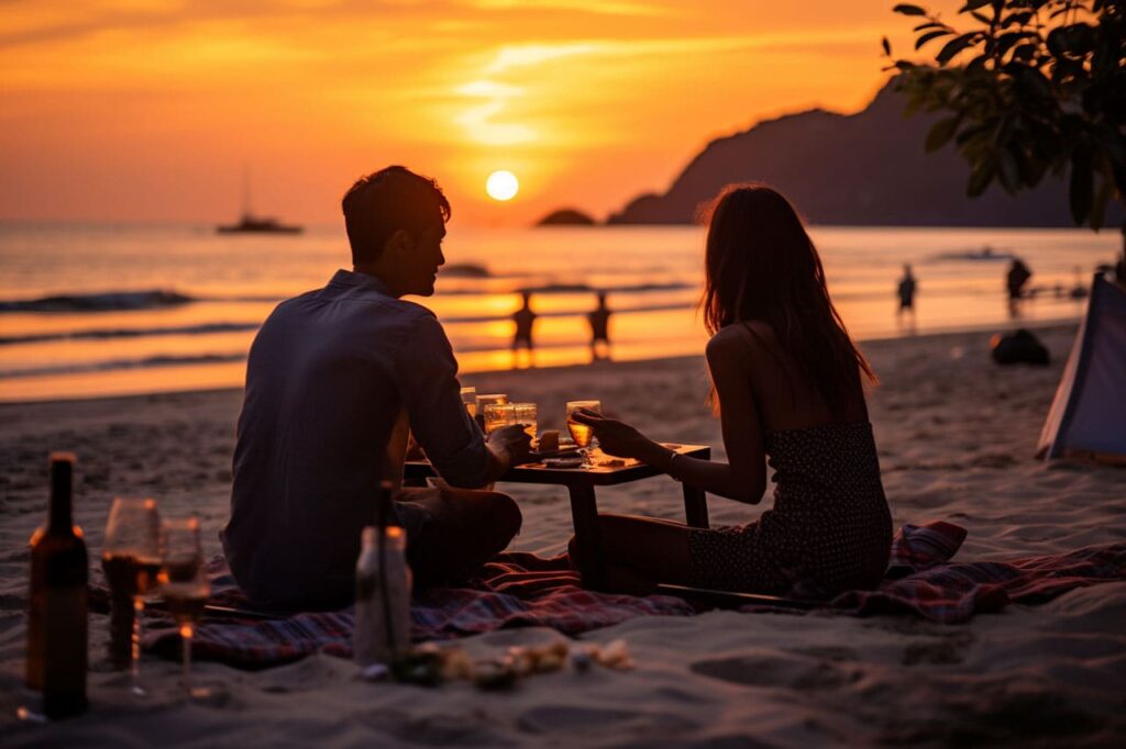 Sunset dinner on the beach in Phuket